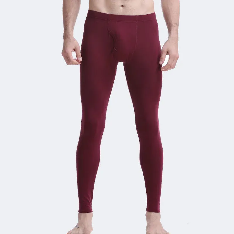 Aidase Long Johns Mens Underwear Pant Solid Cotton Mens Leggings Sexy Bulge Pouch Winter Warm Thermal Pants Tight Underpants