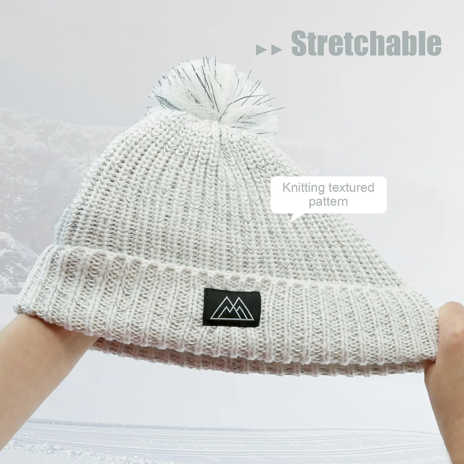 Baby Beanie Reflective Toddler Winter Hat Knitted Infant Beanies for Girls Boys Novelty Pom Pom Hats