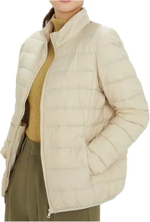 Cropped Puffer Coat Women Lightweight Down Jacket Packable Parkas Jacket Outerwear Full Zip Winter Hooded Quilted Coat