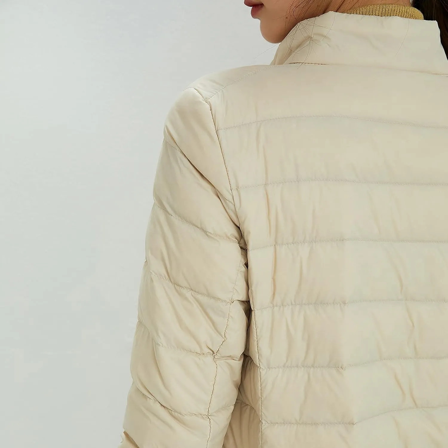 Cropped Puffer Coat Women Lightweight Down Jacket Packable Parkas Jacket Outerwear Full Zip Winter Hooded Quilted Coat
