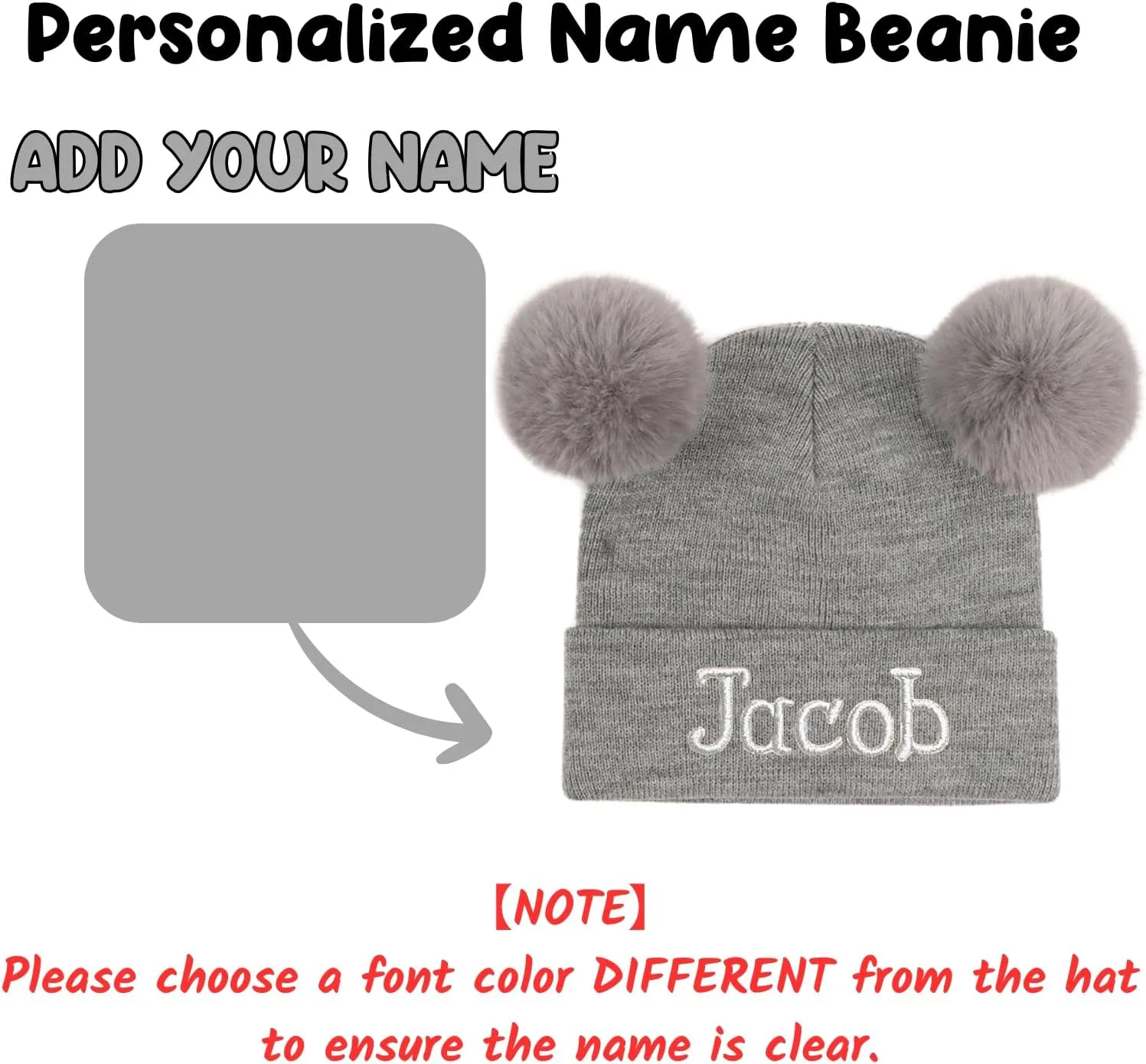 Custom Name Beanie Hats for Baby Girls Boys, Personalized Embroidered Beanies for Infants Toddlers, Winter Knit Hat