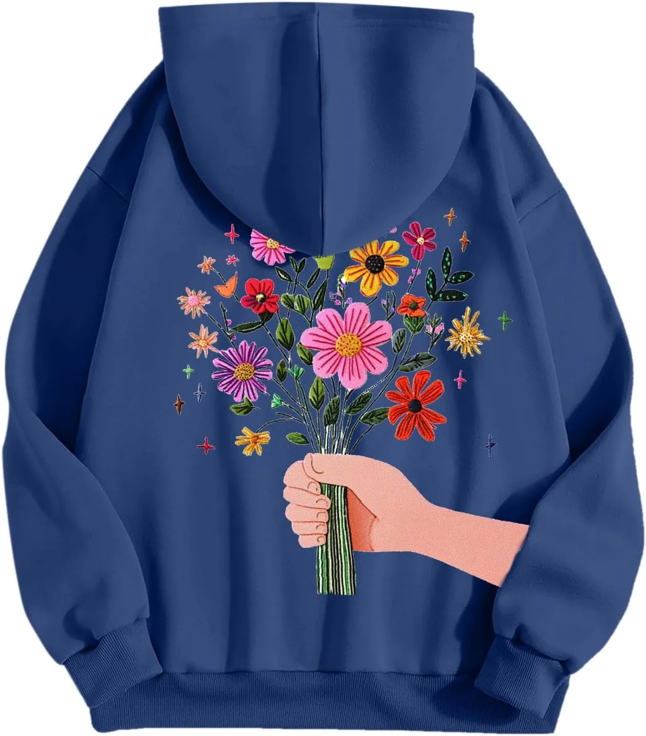 Floral Graphic Hoodies for Women Novelty Floral Flower Print Sweatshirts for Teen Girls Y2k Sweatshirt With Pockets