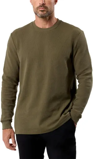 INTO THE AM Long Sleeve Waffle Knit Shirt S-4XL Premium Crew Neck Long John Thermal Shirts for Men