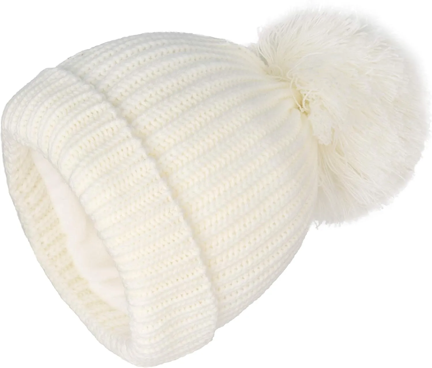LANGZHEN Winter Warm Knitted Baby Hats for Girls Pom Pom Kid Toddler Boys Beanies Cap with Fleece Lining