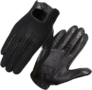 Men's Classic Real Leather Retro Unlined Driving Knitted Gloves Touch Screen Short Gloves Black XL