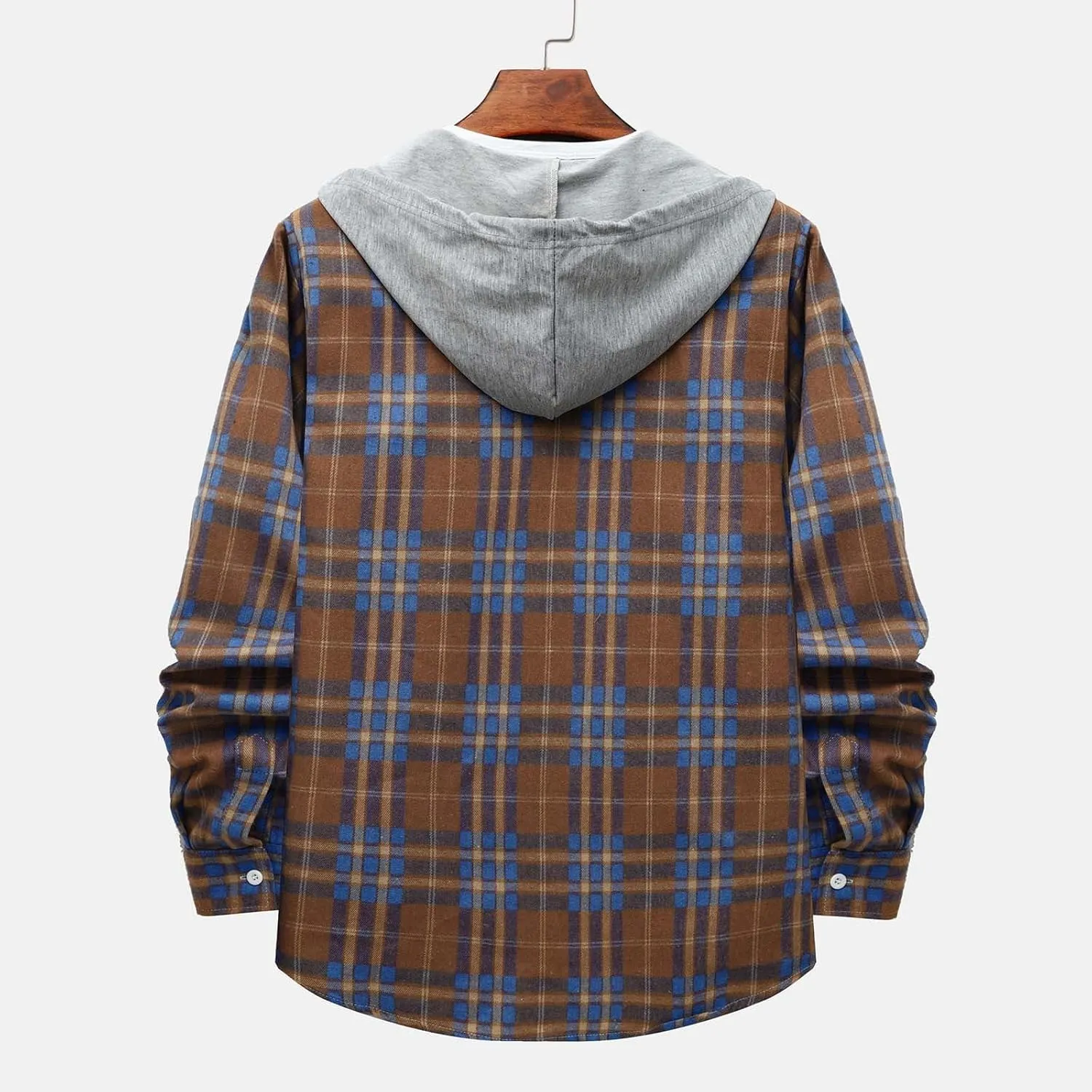 Men's Flannel Shirt Jacket Long Sleeve Plaid Shirt Lightweight Fashion Spring Fall Casual Jackets Hoodies Sweatshirt