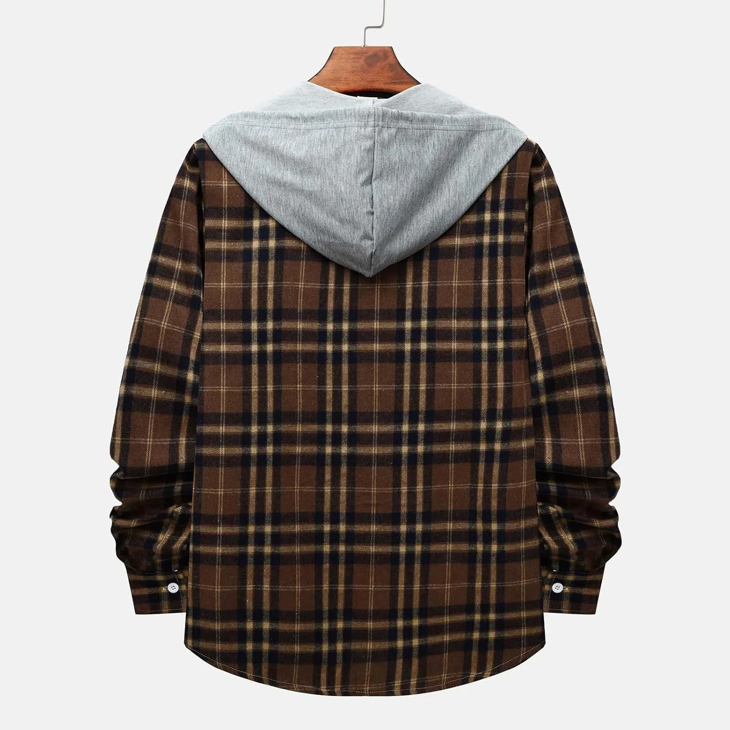 Men's Flannel Shirt Jacket Long Sleeve Plaid Shirt Lightweight Fashion Spring Fall Casual Jackets Hoodies Sweatshirt