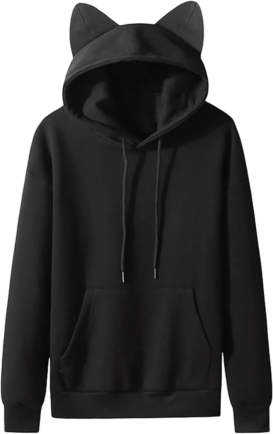 Men's Hoodie Teen Boys Cute Cat Ears Hooded Sweatshirts Winter Heavy Fleece Pullover with Pocket Long Sleeve Clothing