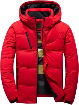 Men's Puffer Jacket Lightweight Hooded Down Coat Zip up Padded Coat Quilted Insulated Jacket Thick Warm Winter Jacket