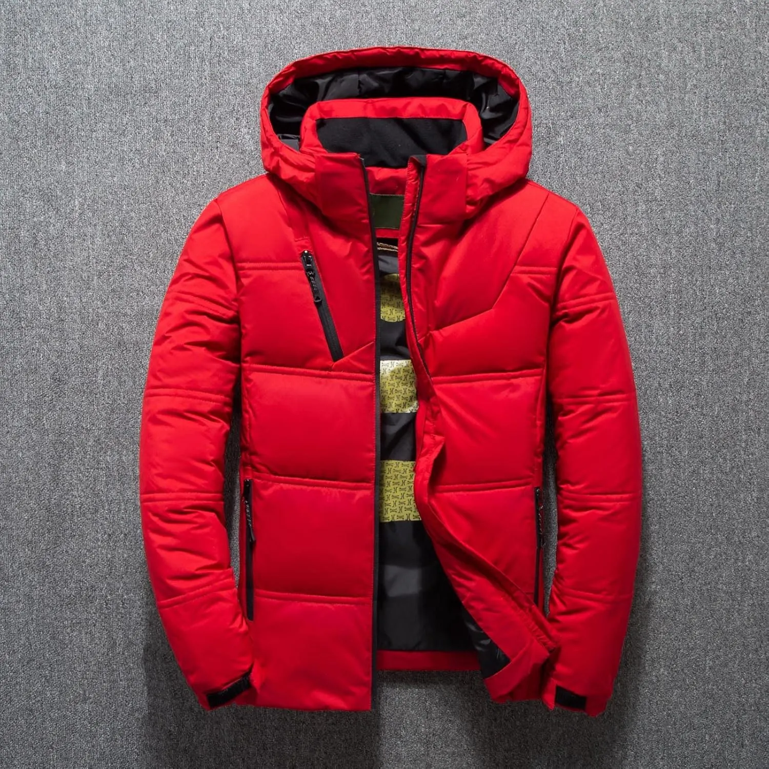 Men's Puffer Jacket Lightweight Hooded Down Coat Zip up Padded Coat Quilted Insulated Jacket Thick Warm Winter Jacket