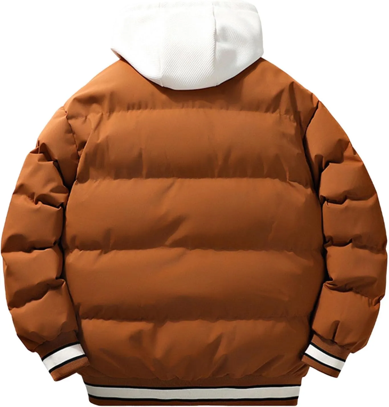 Men's Puffer Jackets Winter with Hood Thickened Lightweight Plus Size Down Coats Casual Letter Print Loose Quilted Jacket