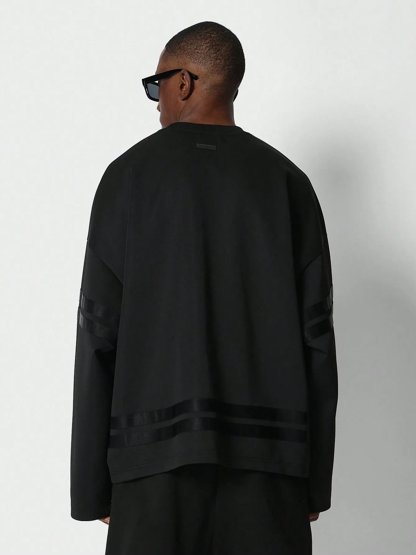 Oversized Fit Sweatshirt With Front Glossy Graphic Print