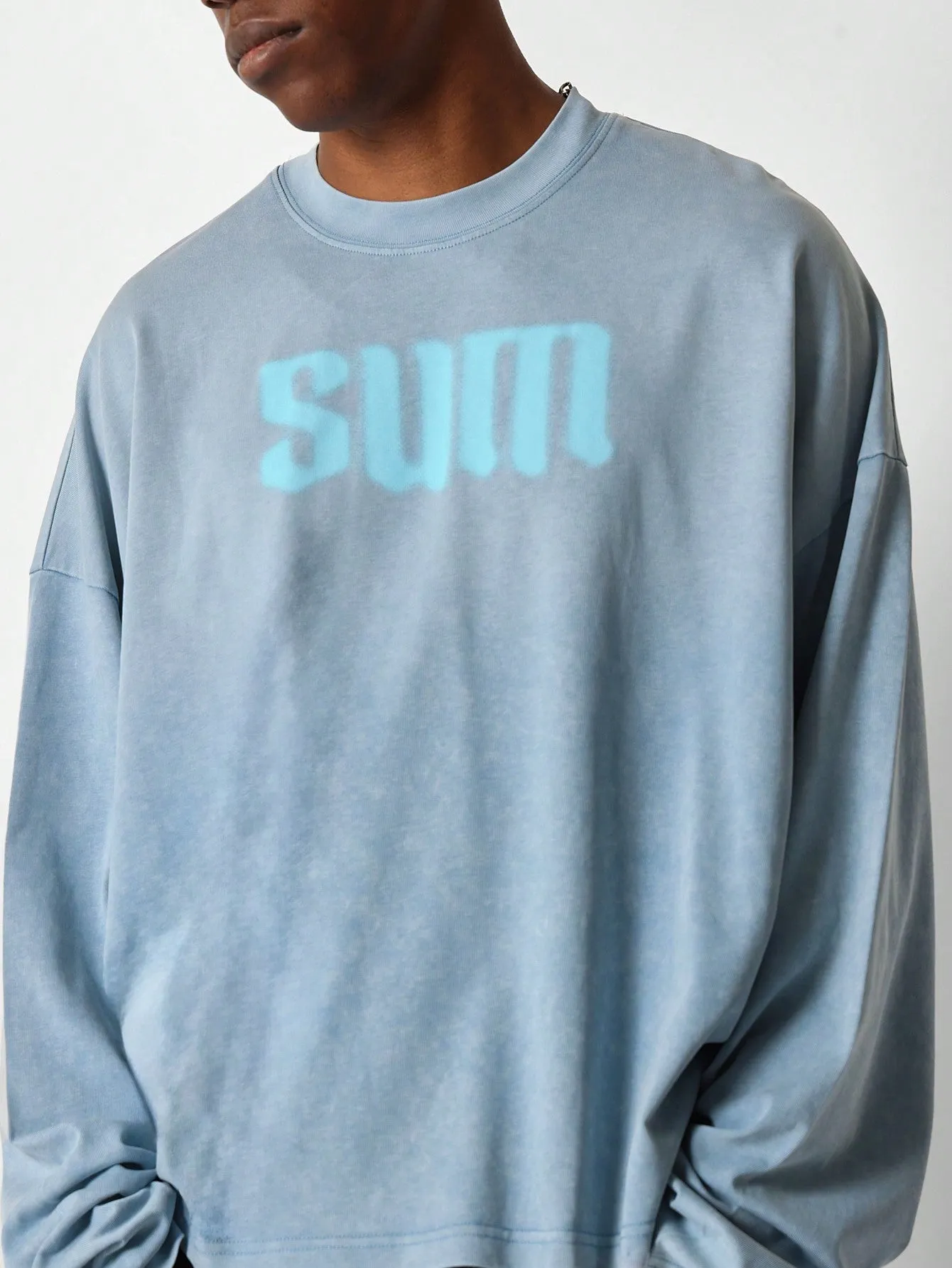 Oversized Fit Washed Sweatshirt With Decal Print