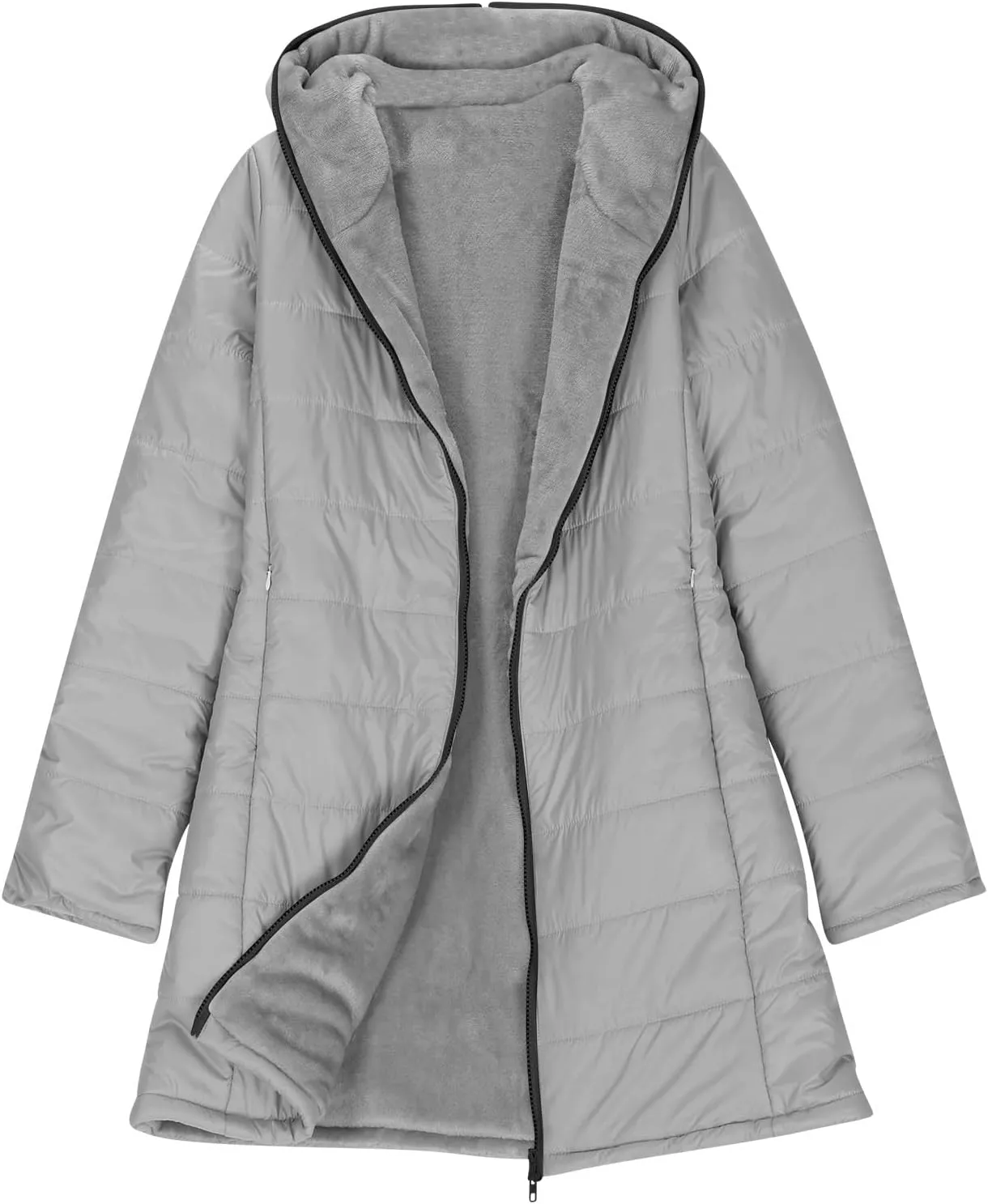 Puffer Jacket Womens Tops Plus Size Zip Up Down Jackets Cotton Sherpa Lined Parka Thermal Going Out Winter Hooded Coats