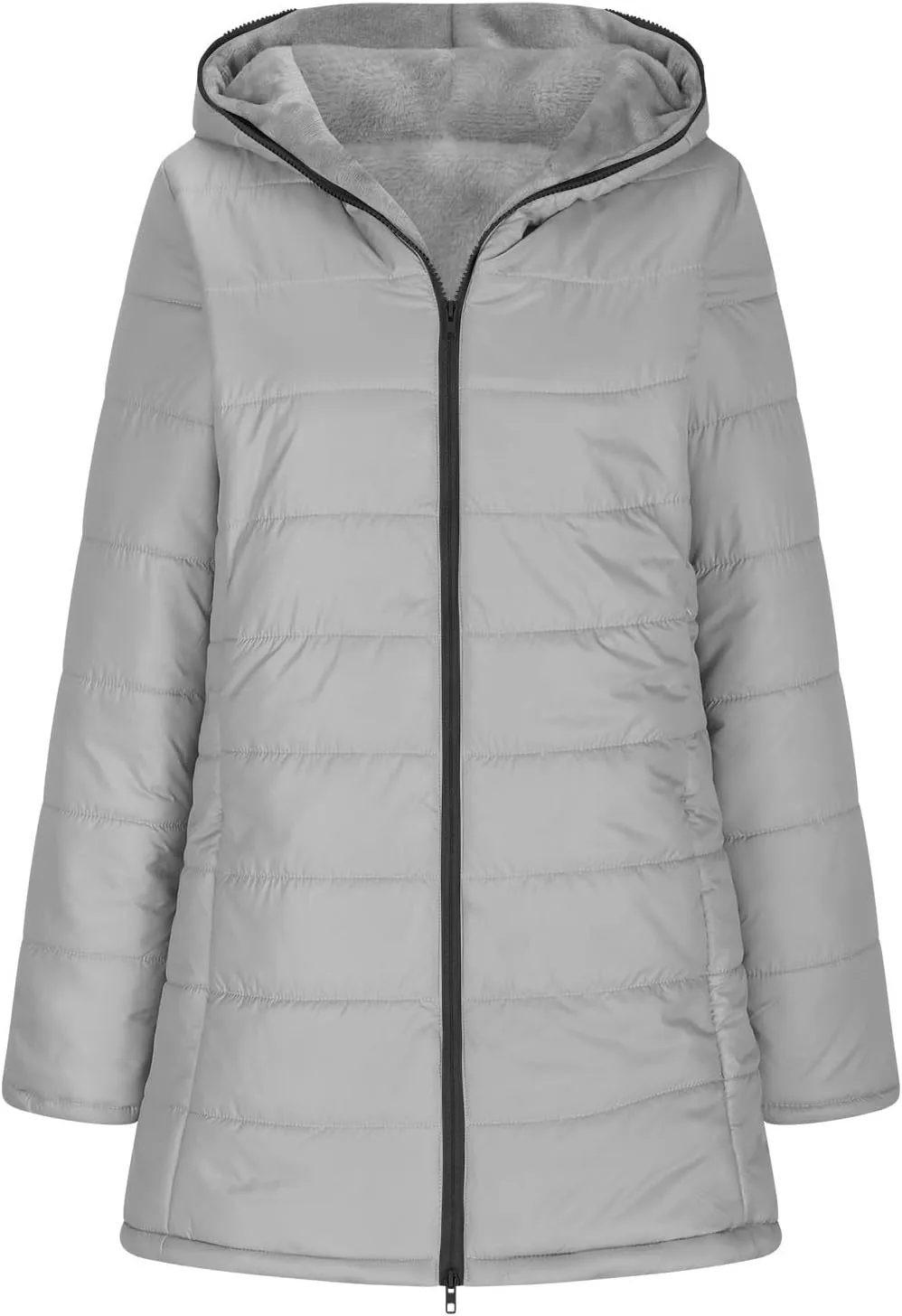 Puffer Jacket Womens Tops Plus Size Zip Up Down Jackets Cotton Sherpa Lined Parka Thermal Going Out Winter Hooded Coats
