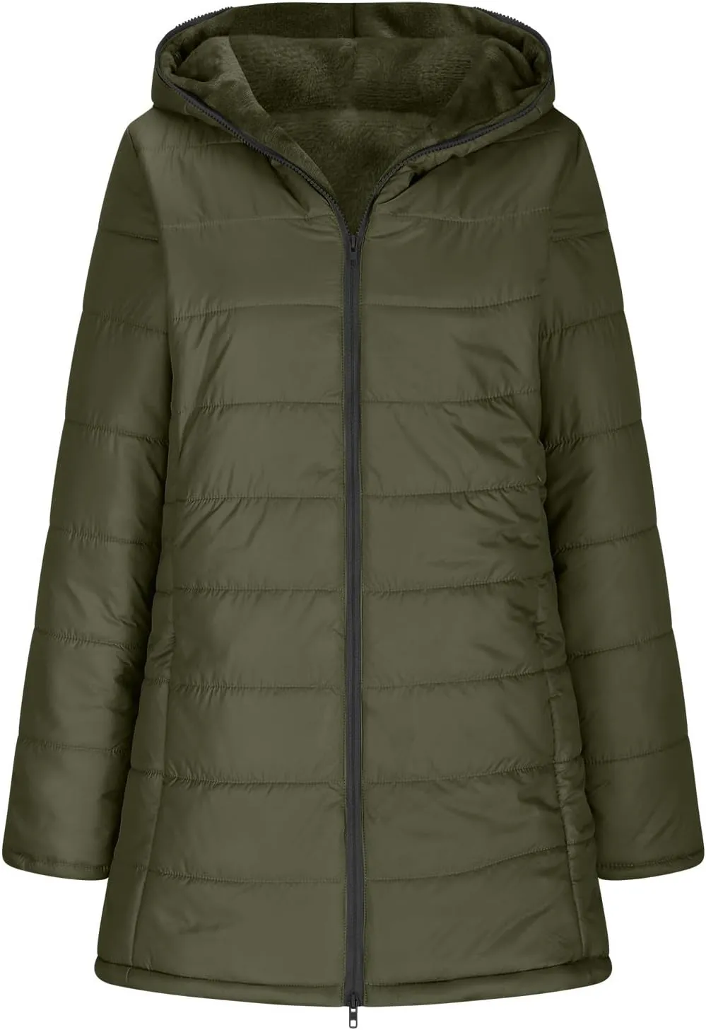 Puffer Jacket Womens Tops Plus Size Zip Up Down Jackets Cotton Sherpa Lined Parka Thermal Going Out Winter Hooded Coats