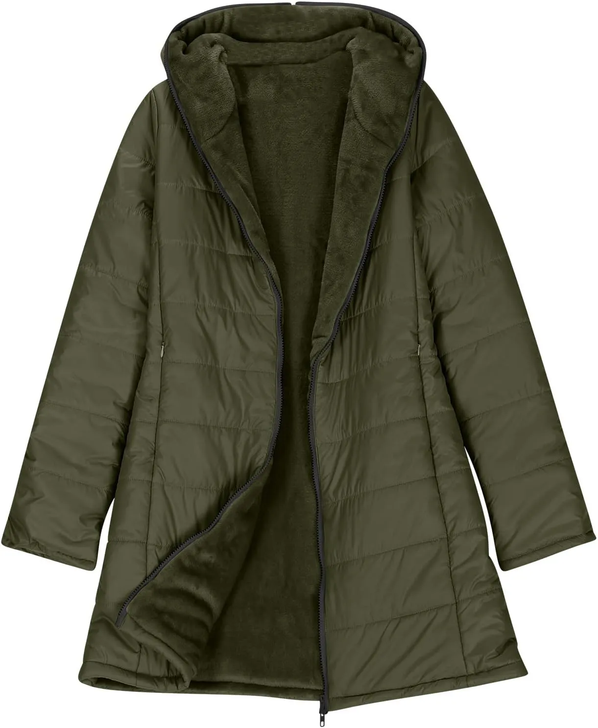 Puffer Jacket Womens Tops Plus Size Zip Up Down Jackets Cotton Sherpa Lined Parka Thermal Going Out Winter Hooded Coats