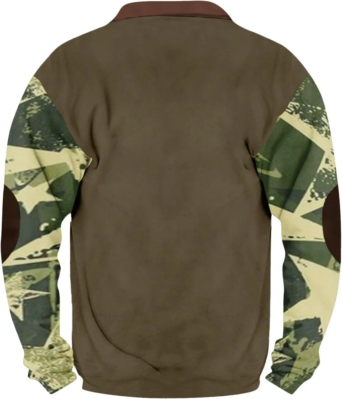 Quarter Zip Pullover Men Long Sleeve Camo Casual Sweatshirt 2024 Winter Henley Neck Plus Size Loose Pullover Tops