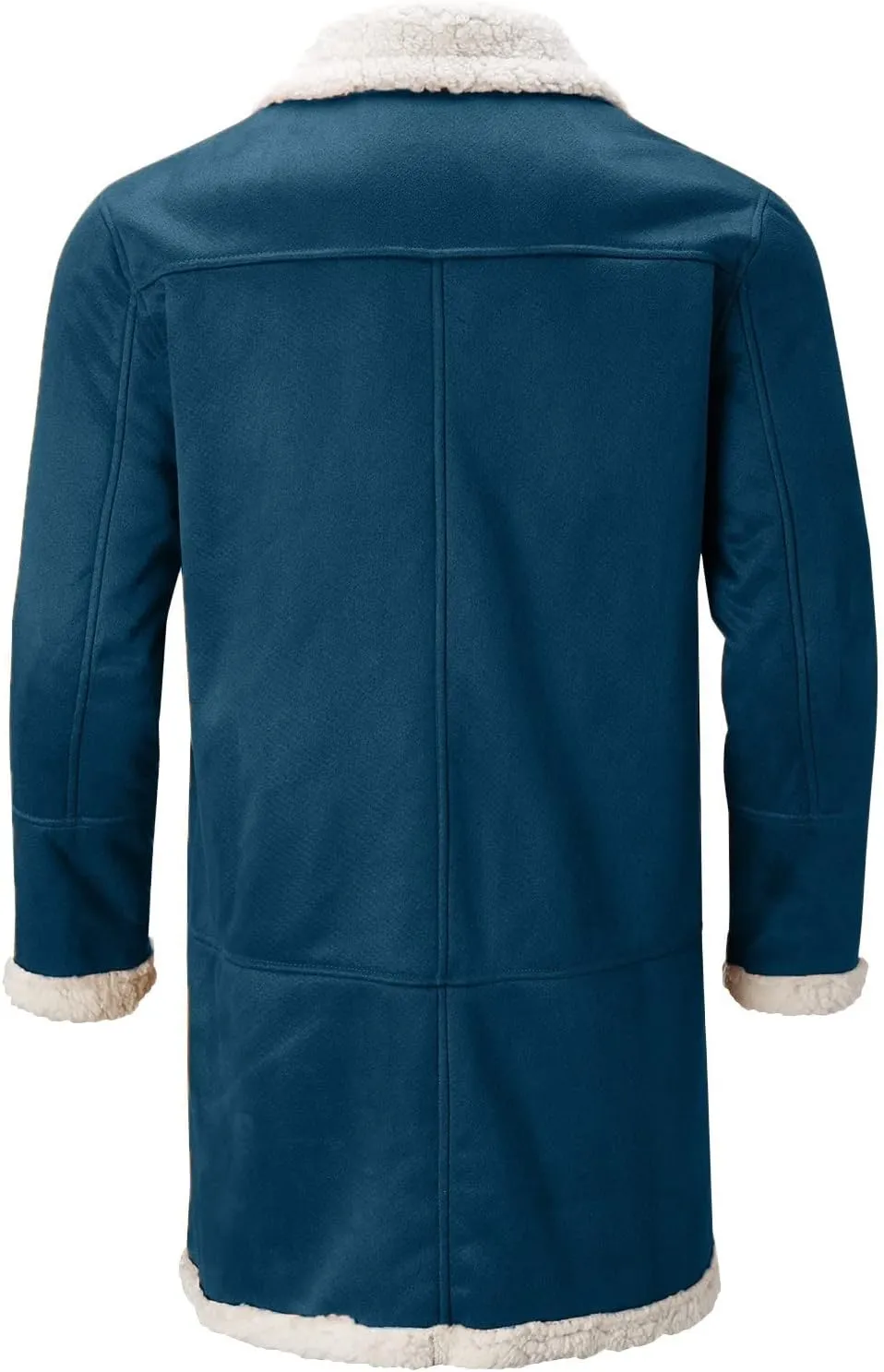 QWENTMTNTY Men's Faux Leather Winter Coats Suede Mid-Length Heavyweight Shearling Coat Big and Tall Thermal Sherpa Jacket