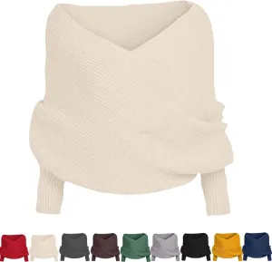 Scarf with Sleeves for Women - Knitted Cable Wrap,Shrugs for Women,Knitted Wrap,Sweater Shawl with Sleeves