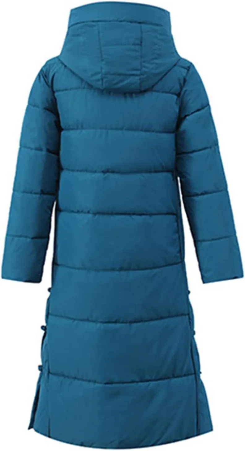 Women Long Puffer Coat Packable Down Jacket Lightweight Parkas Jacket Oversized Water-Resistant Thicken Hooded Insulated Coat