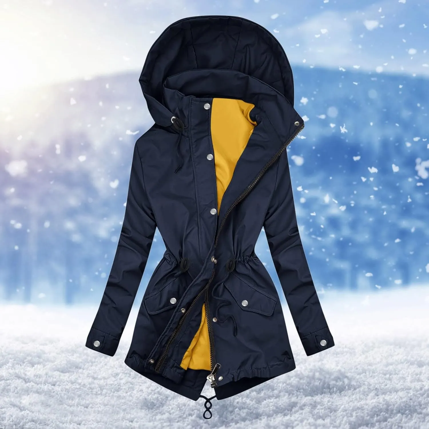 Womens Long Puffer Coat Lightweight Down Jacket Packable Parkas Jacket Maxi Water-Resistant Warm Hooded Padded Coat