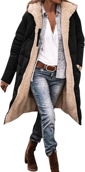 Womens Long Puffer Coat Packable Down Coat Ultralight Parkas Jacket Oversized Water-Resistant Winter Hooded Padded Coat