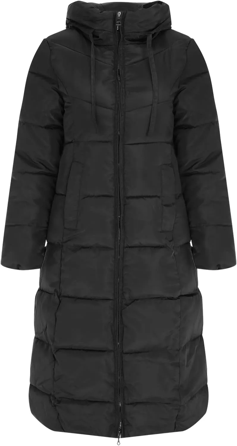 Womens Long Puffer Coat Packable Down Coat Ultralight Parkas Jacket Oversized Zip Up Winter Hooded Insulated Coat