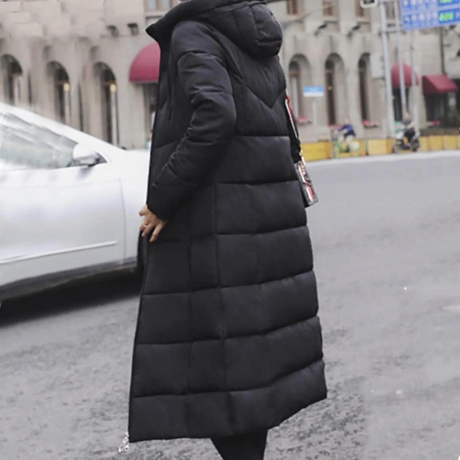 Womens Long Puffer Coat Packable Down Coat Ultralight Parkas Jacket Oversized Zip Up Winter Hooded Insulated Coat