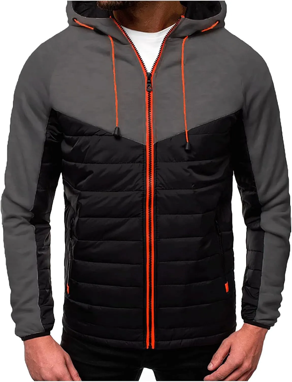 Ymosrh Men's Winter Jacket Down Jacket Puffer Packable Lightweight Windproof Insulated Warm Coat with Hood Jacket, M-3XL